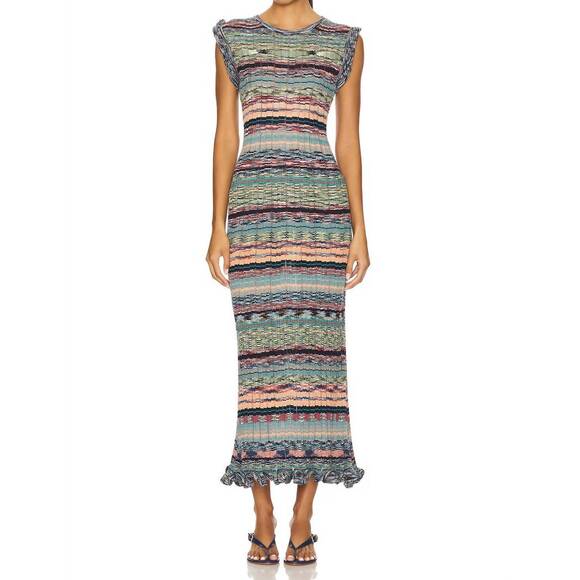 NEW ULLA JOHNSON ajak sleeveless knit midi dress in azurite - Picture 1 of 3